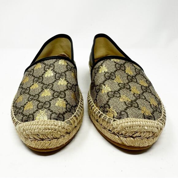 Gucci GG Supreme Monogram Bee Espadrille Flats Loafers - Picture 3 of 11